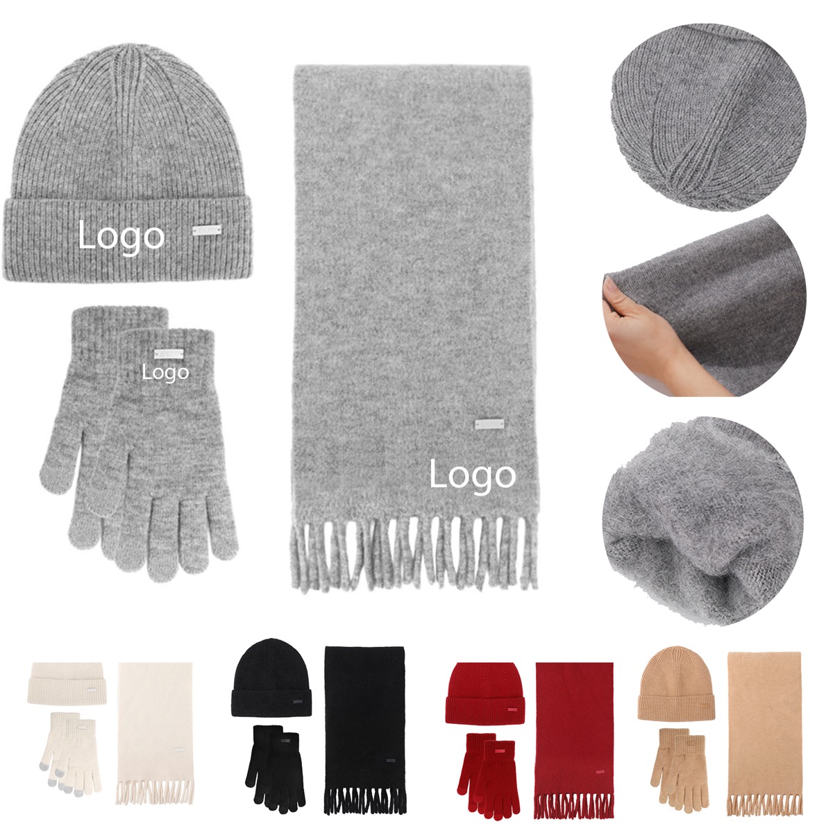 Winter Beanie Hat Scarf Set Touch Screen Driving Gloves 6