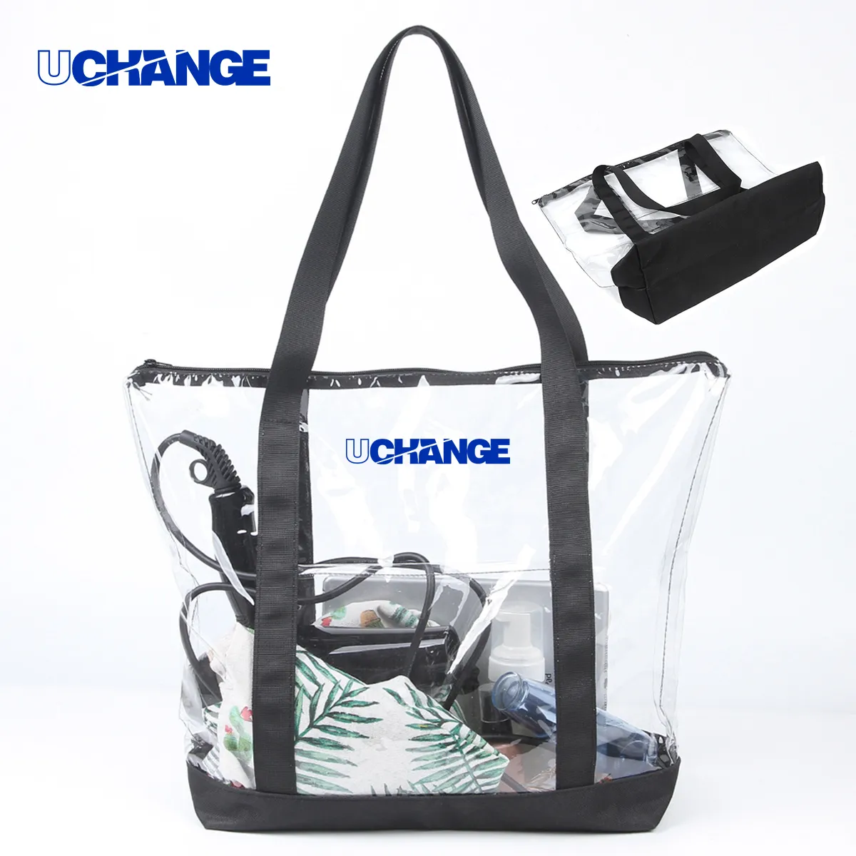 Clear Stadium Tote With Zipper And Shoulder Straps 4