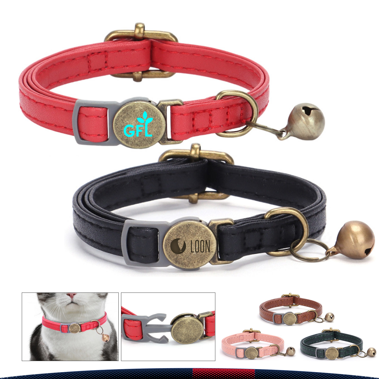 Japhet Retro PU Breakaway Cat Collar 1