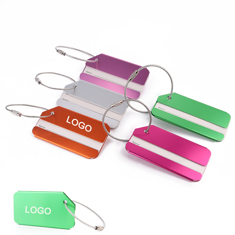 Aluminum Alloy Travel Luggage Tag w/Stainless Steel Rope 4