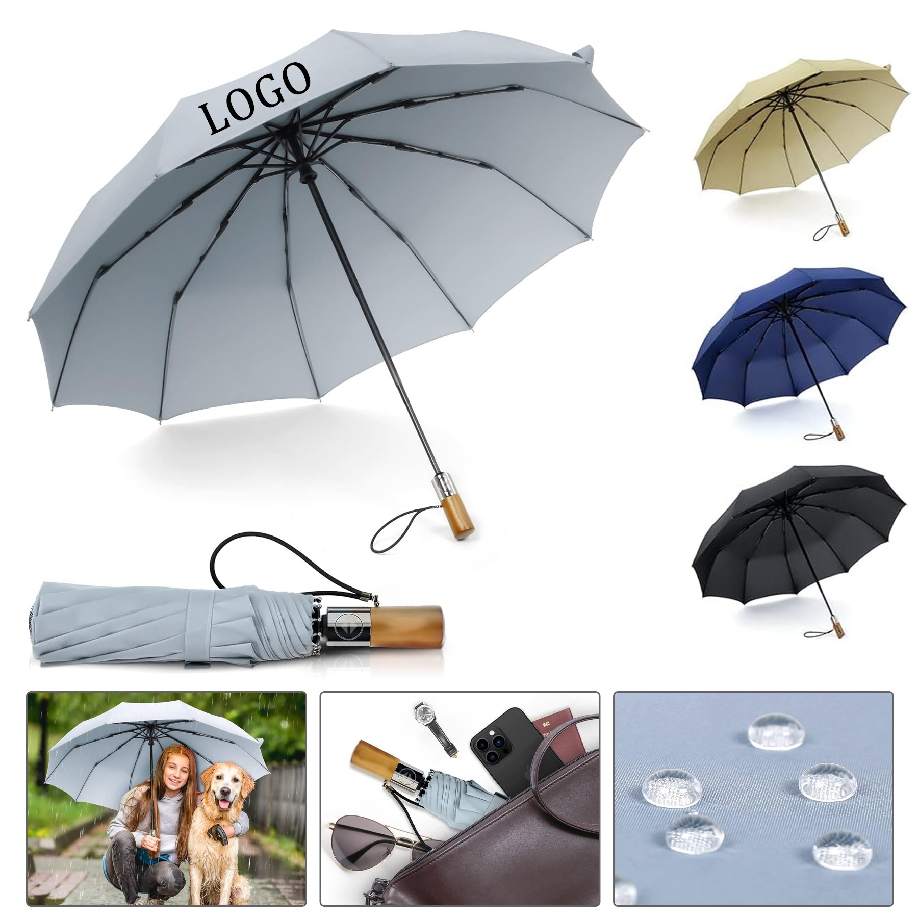 10 Ribs Auto Open Close Folding Umbrella