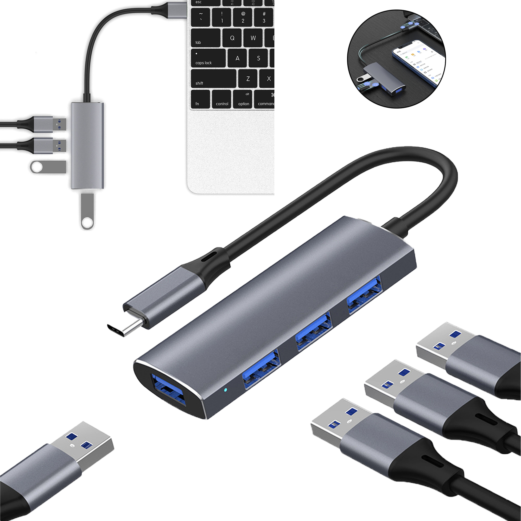 4 in 1 USB C Hub Multiport Adapter 2