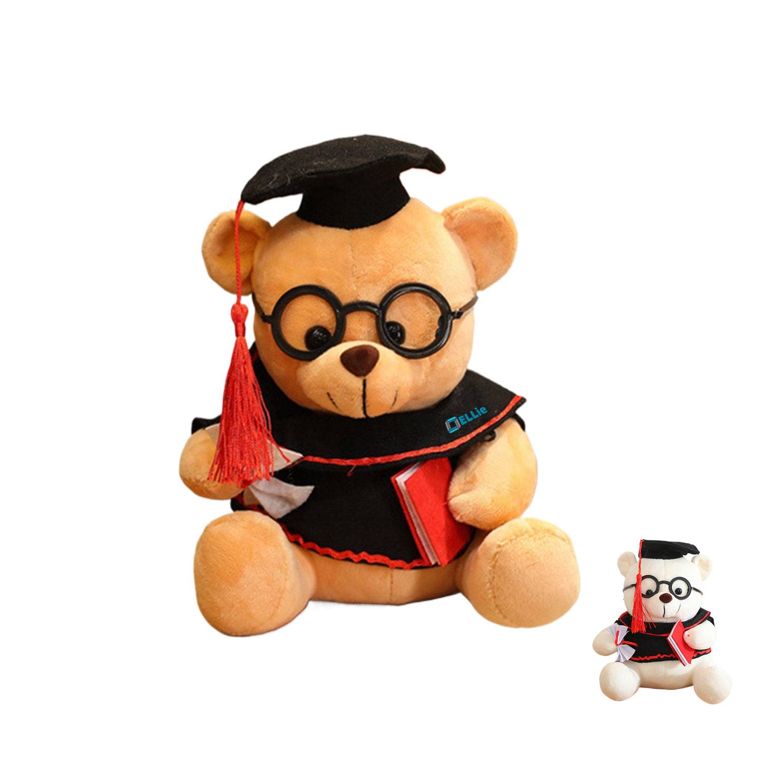 8.5" Short Plush Bear With Graduation Cap & Gown 5