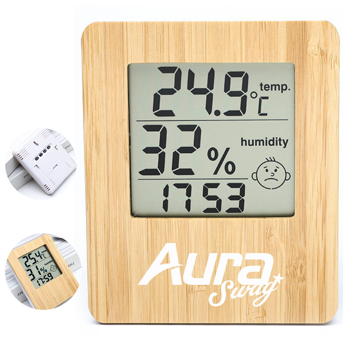 Bamboo Digital Thermometer Hygrometer for Home/Office 5