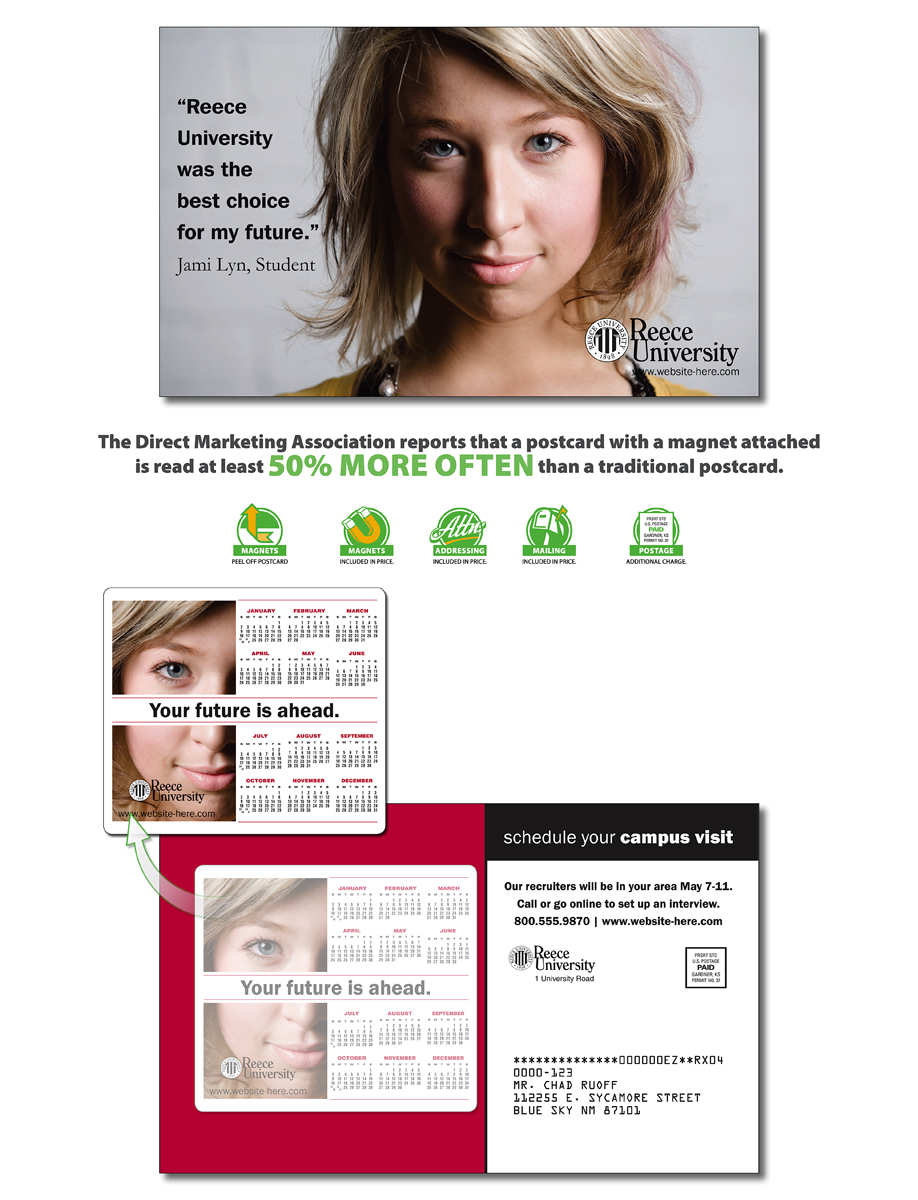 School Magna-Peel Postcard (8.5x5.25) - Laminated with 3.5x4 Magnet (25 mil.) - 14 pt. 2