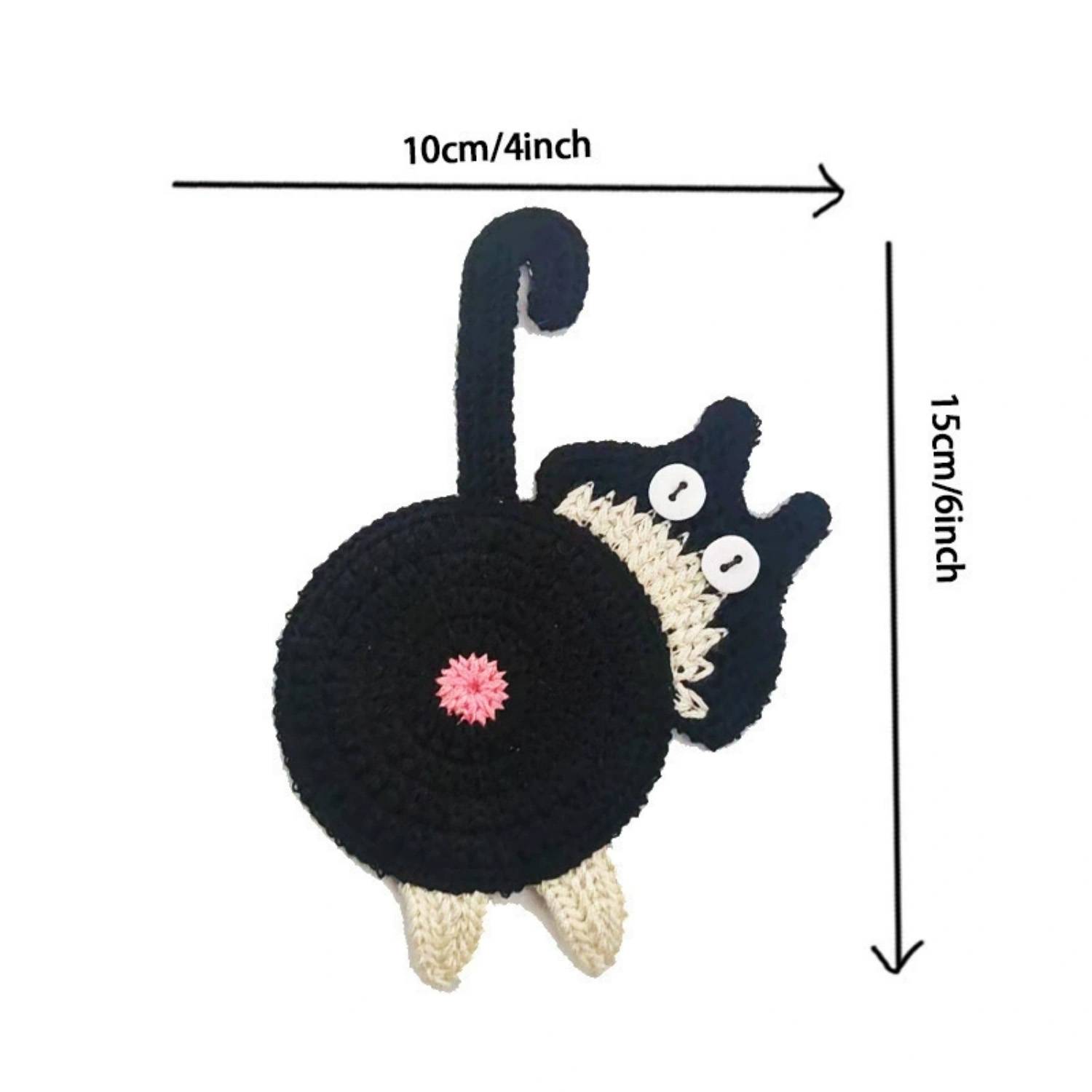 Fun Cat Butt Knitted Coaster 16