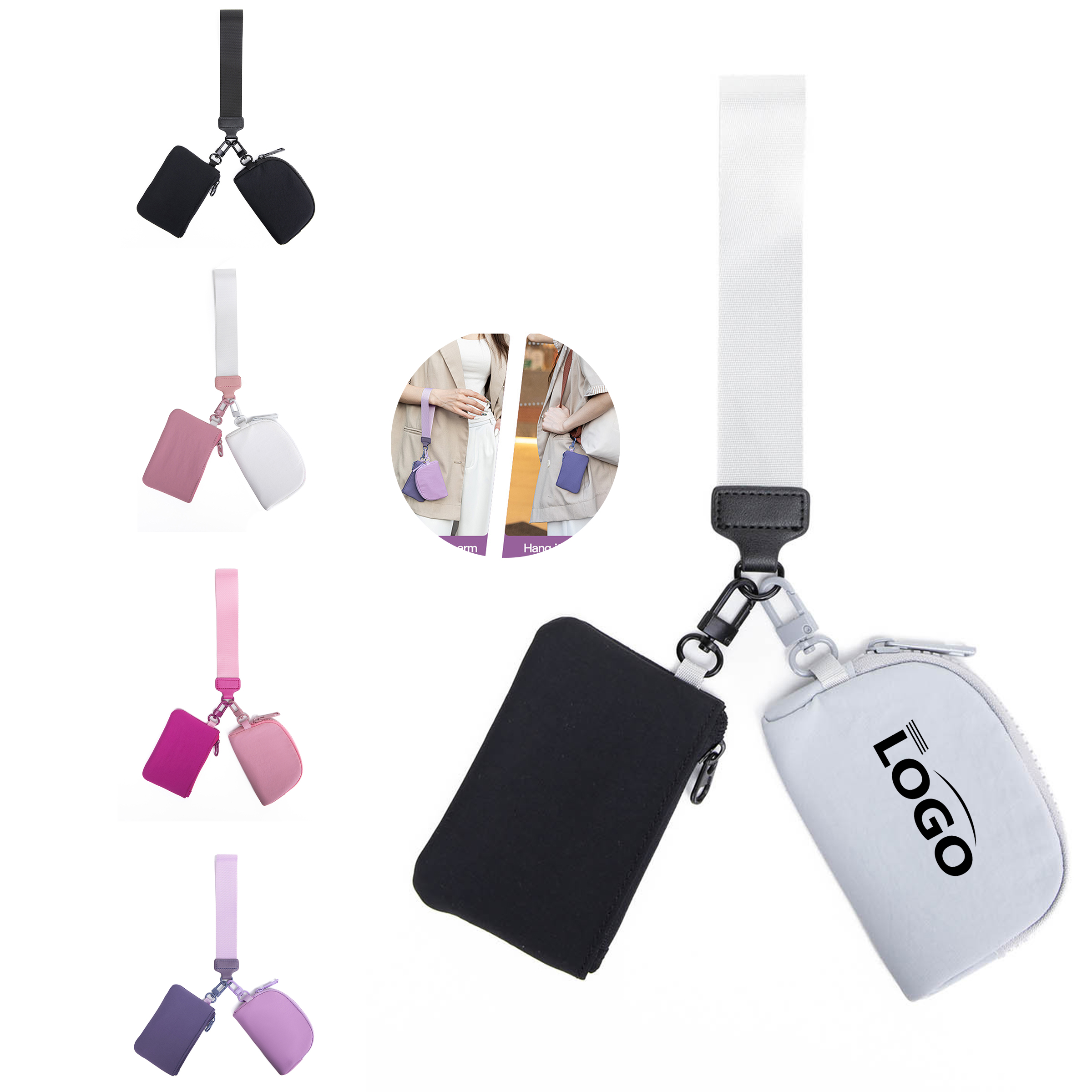 Small Nylon Wrist Bag for Cash and Cards 4