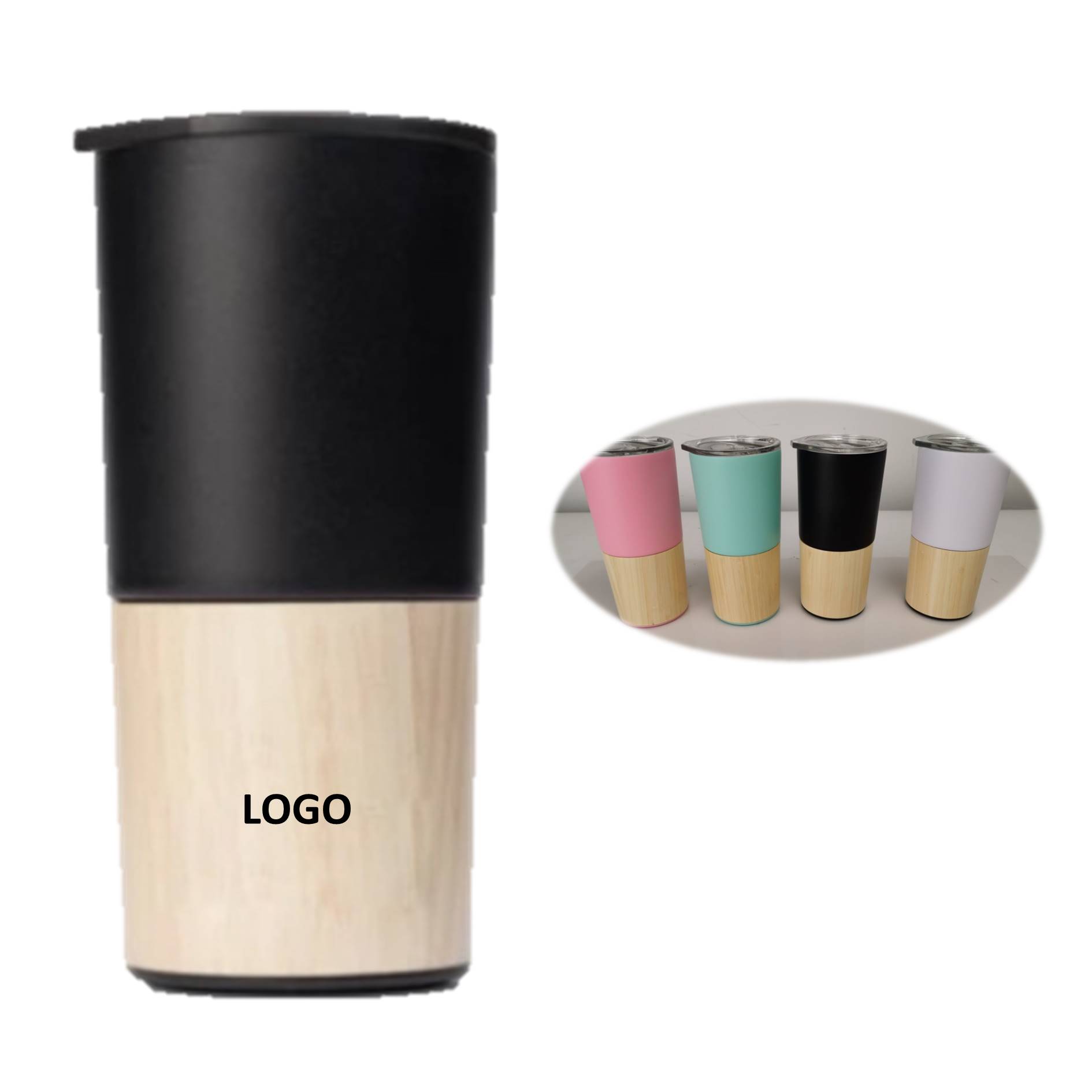 Creative Portable Bamboo Cover 18 Oz. Car Tumbler 1