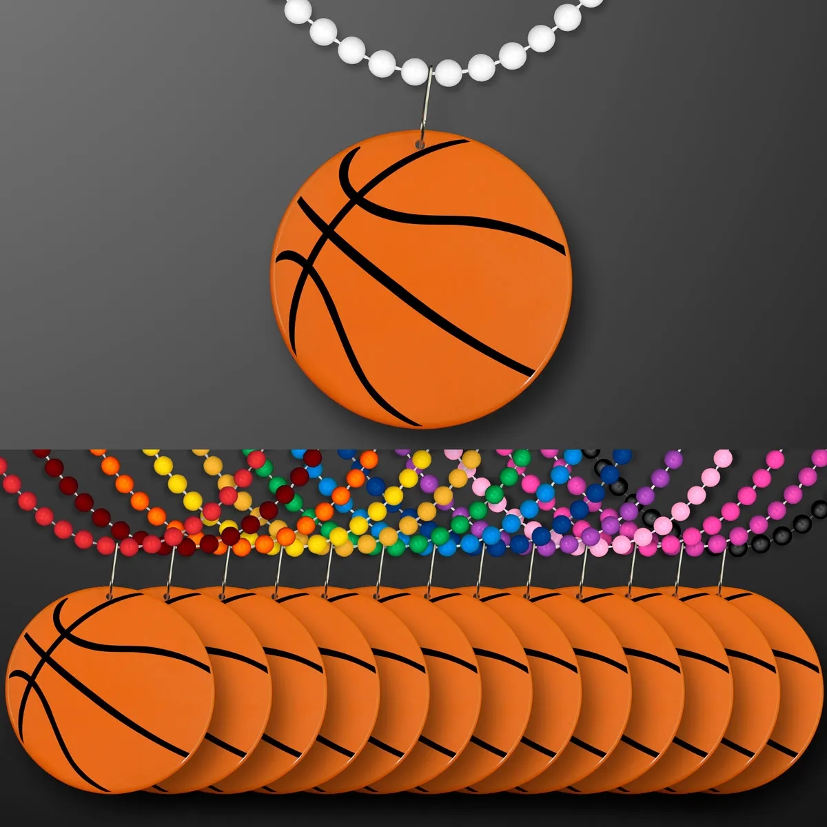 Basketball Medallion on Beads Necklace (NON-Light Up) 19