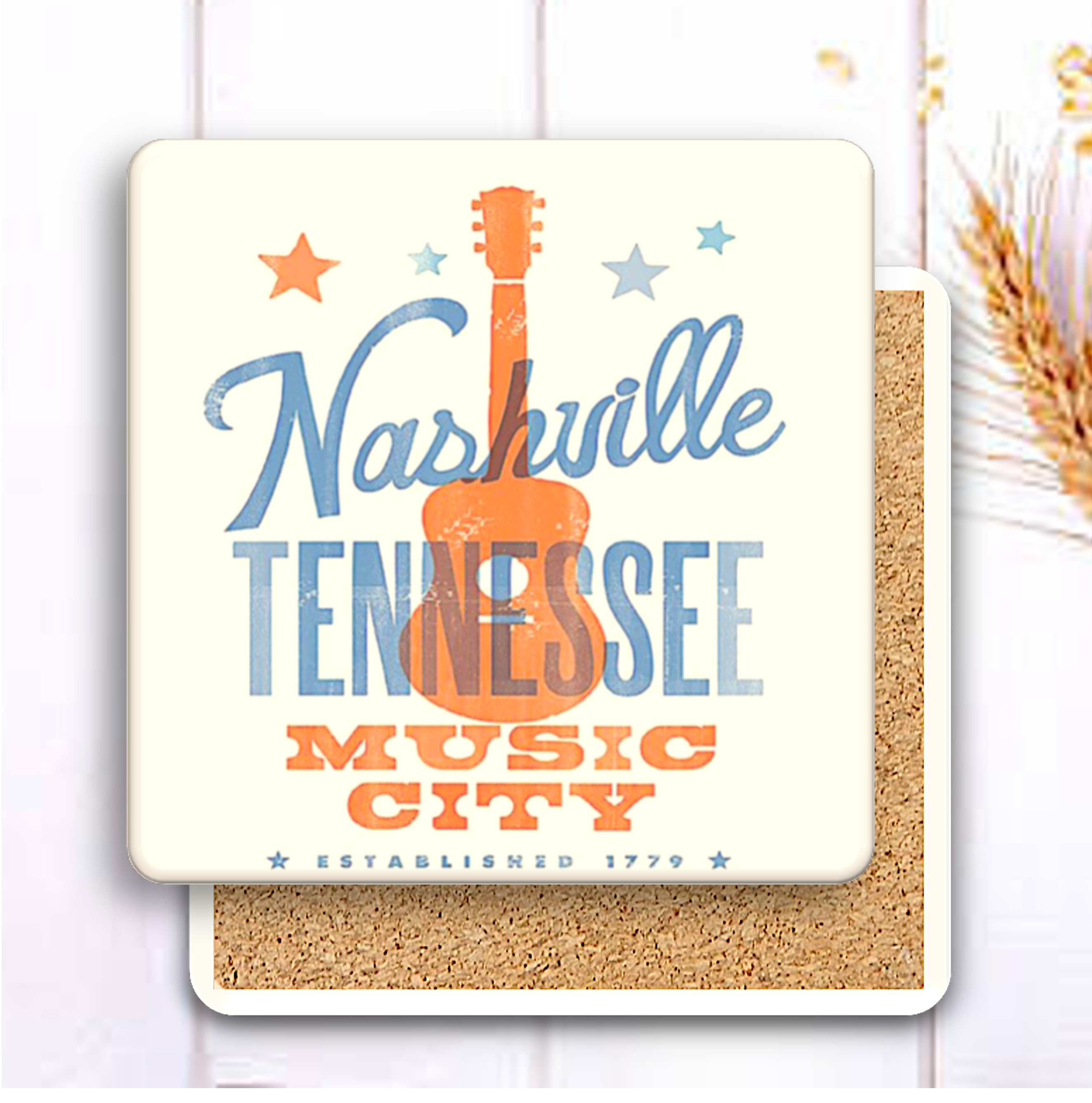 Square Absorbent Stone Coaster with Custom Print - Basic Print 4