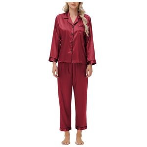 Women Silk Satin Pajamas Set 2