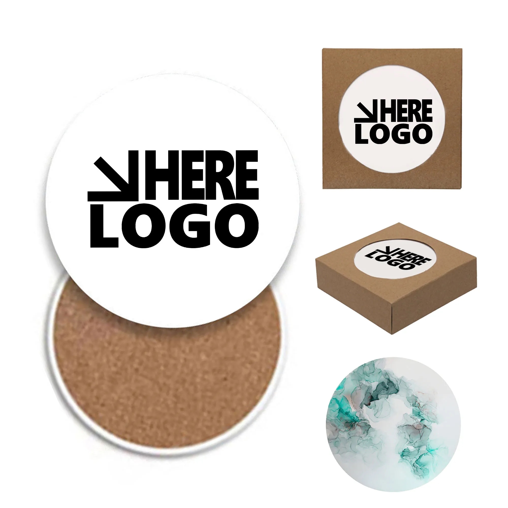 4" Round Absorbent Stone Coaster Set MOQ 10 2