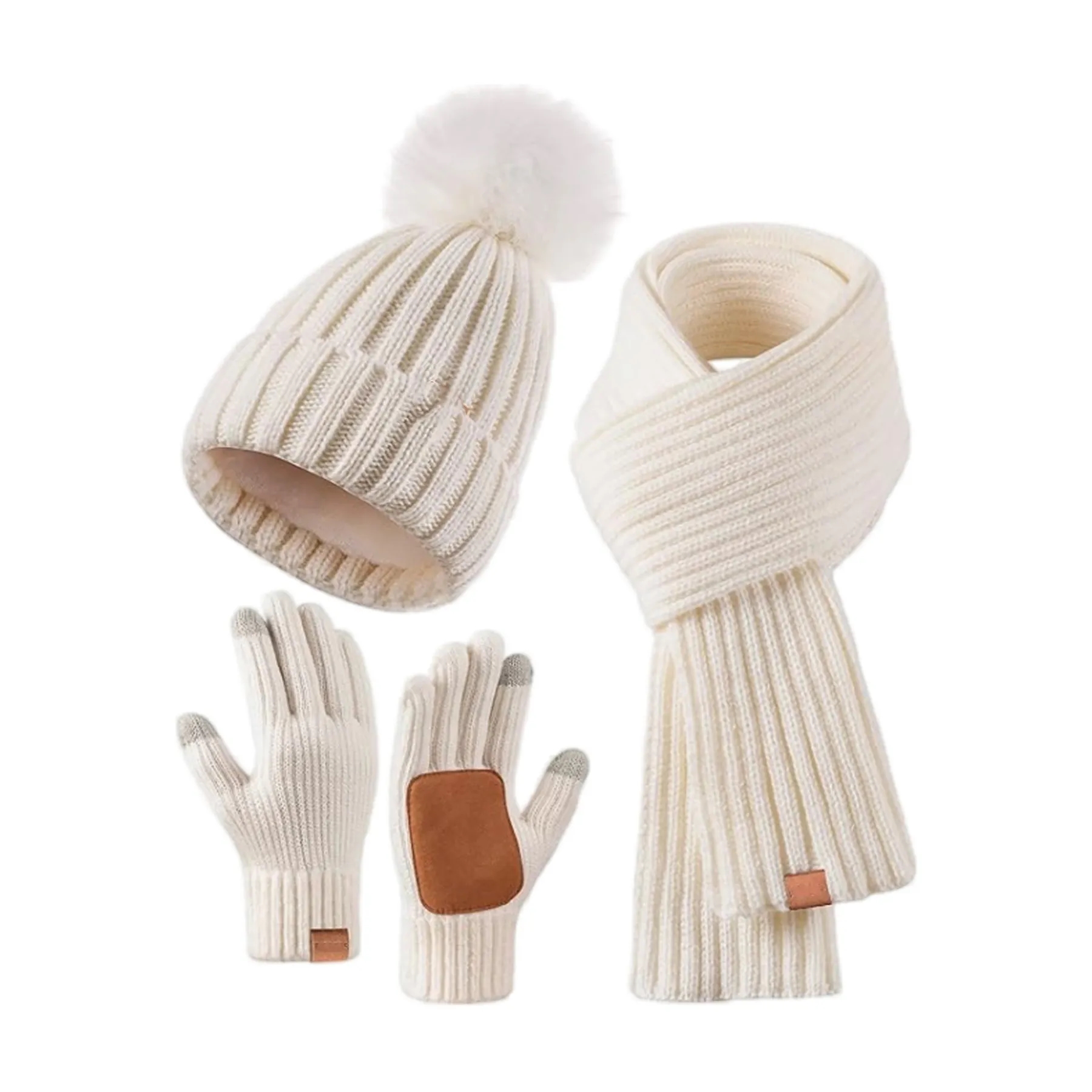 Polyester Adult Hat, Scarf, Gloves Three Piece Set 2
