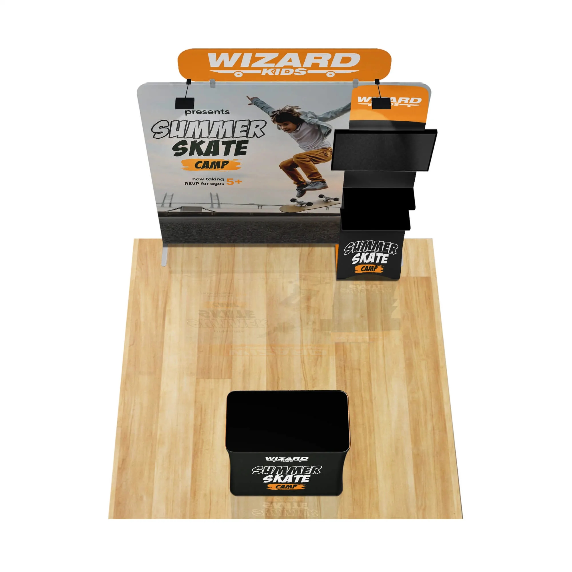 8ft Fastzip™ Waterfall Shelving Trade Show Booth 2