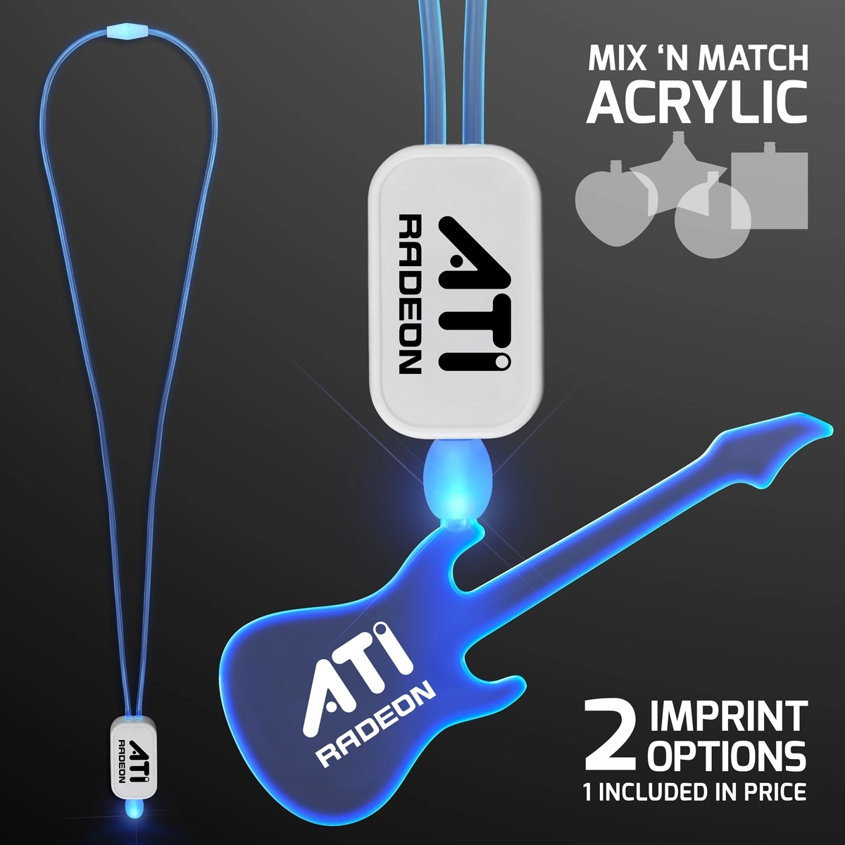 LED Neon Lanyards with Acrylic Guitar Pendant 1