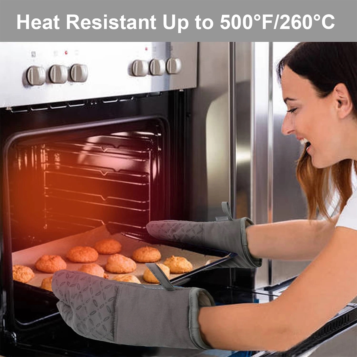 6Pcs Oven Mitts And Pot Holders With Non-Slip Silicone 1