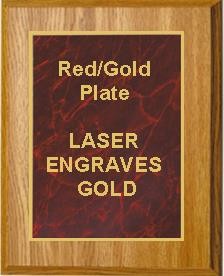 5" x 7" Oak Finish Plaque with a Red Marble Designer Plate 2
