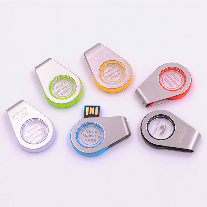 Circular USB Flash Drive with Light 2