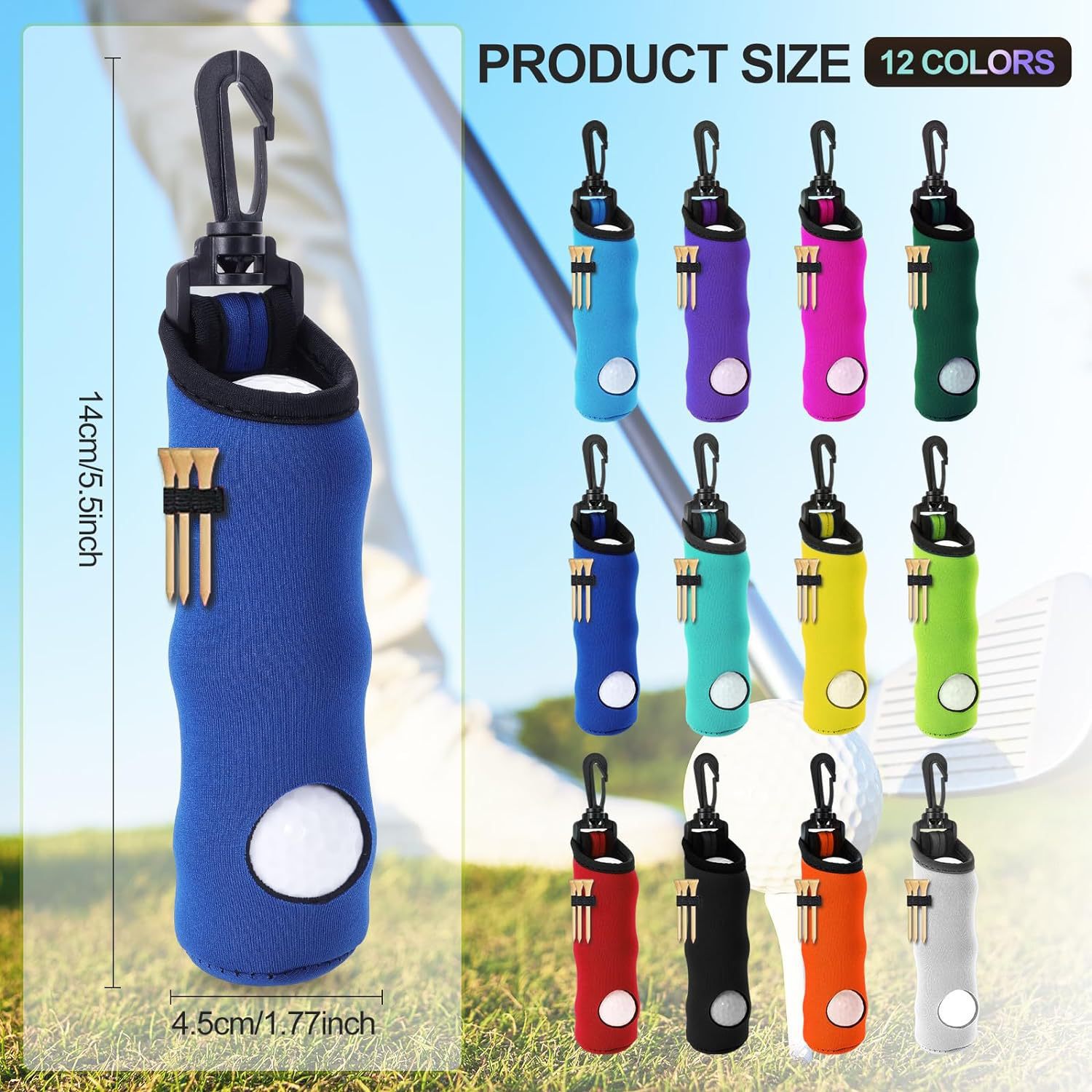 Neoprene Golf Ball Pouch Ball & Tee Holder 4