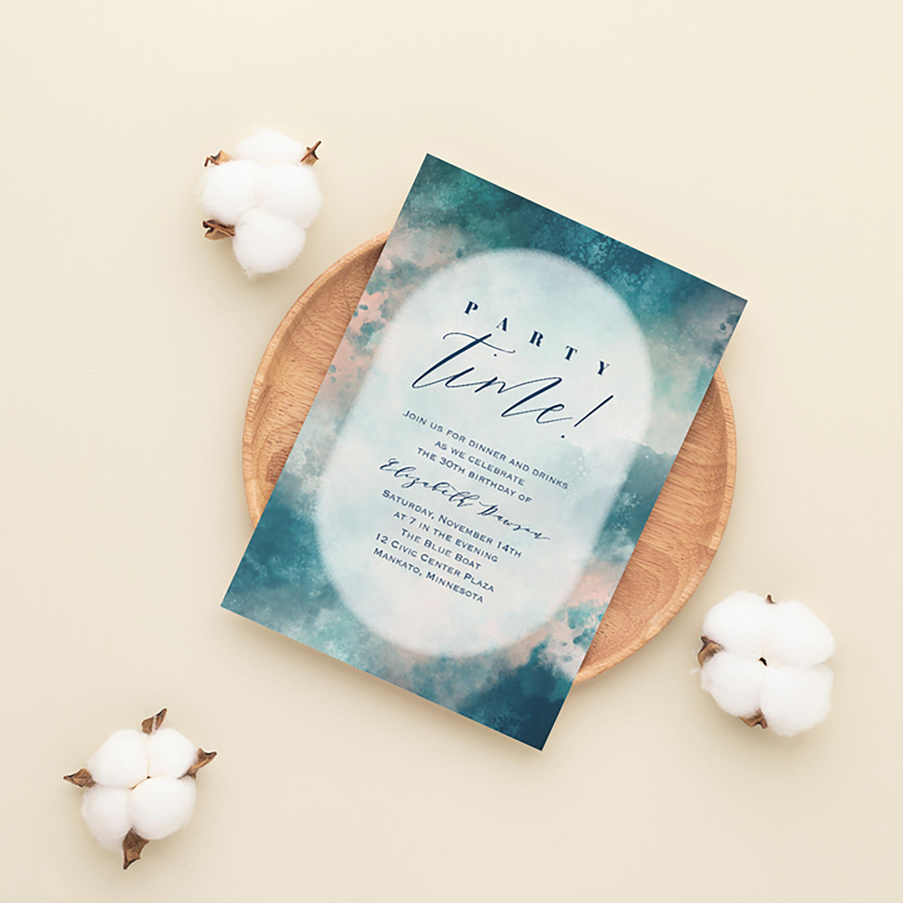 Watercolor Party Time Invitation 5