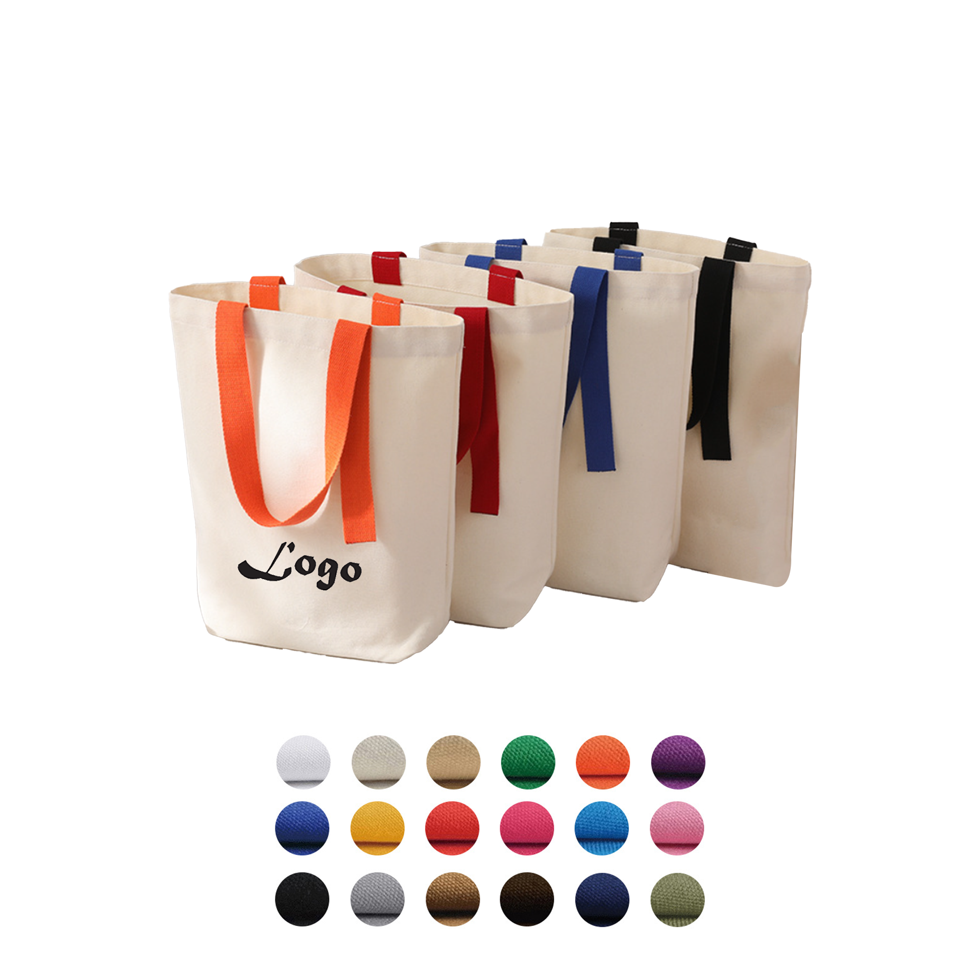 Portable Reusable Cotton Canvas Bags, custom tote bag with logo imprint 2