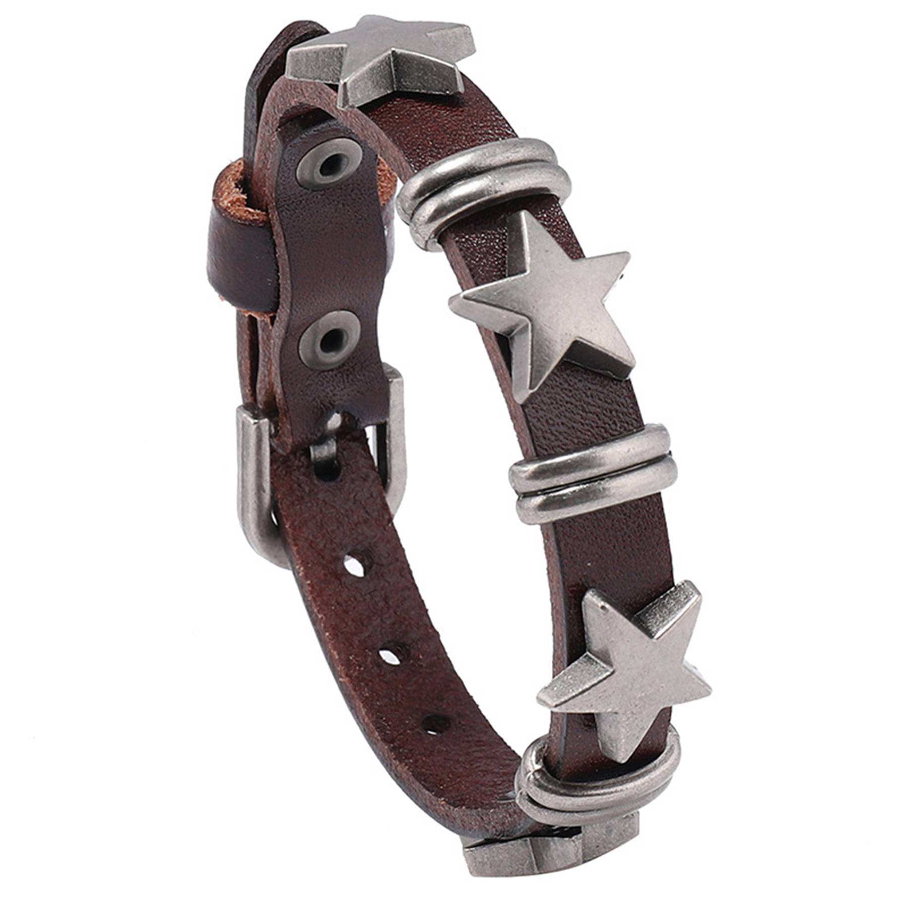 PU Personality street punk pentagram bracelet 3