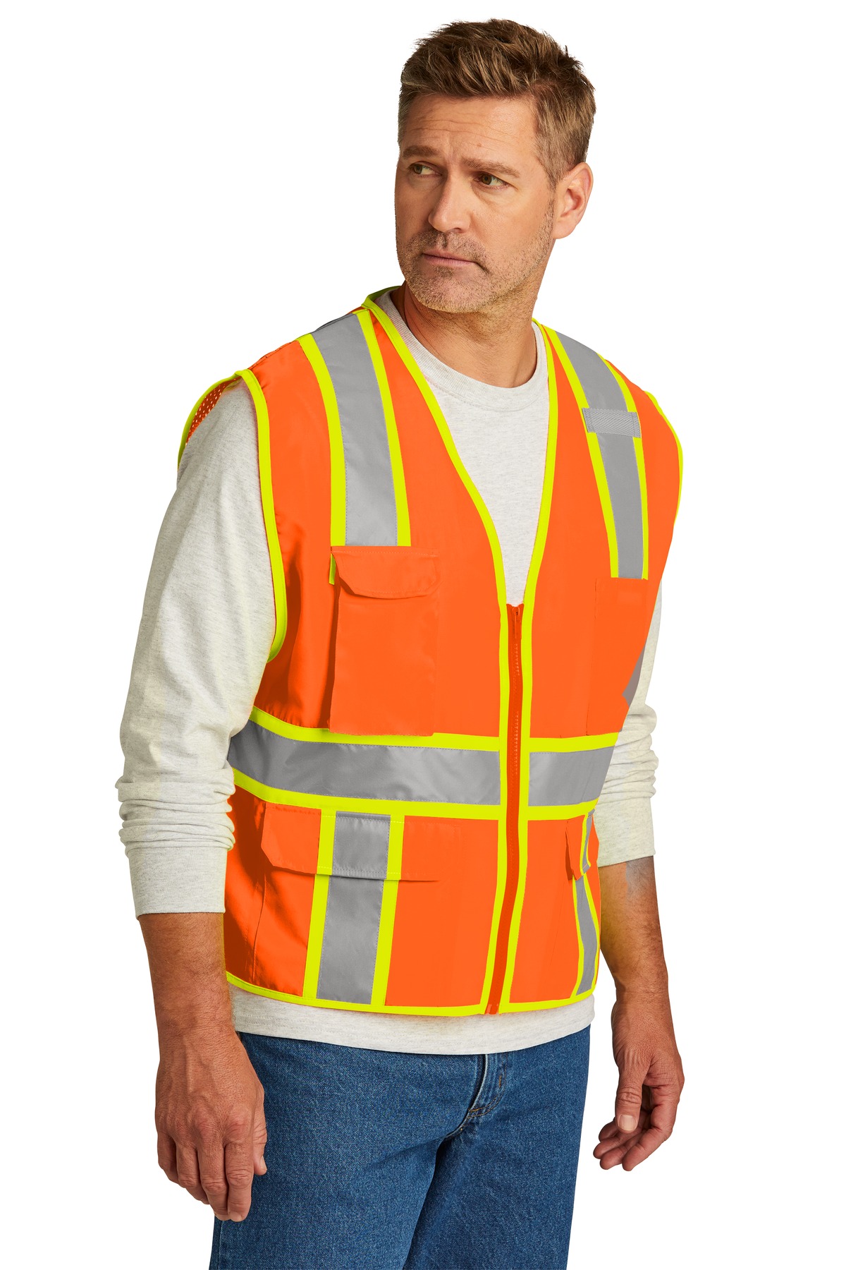 CornerStone ANSI 107 Class 2 Surveyor Zippered Two-Tone Vest. CSV105 2