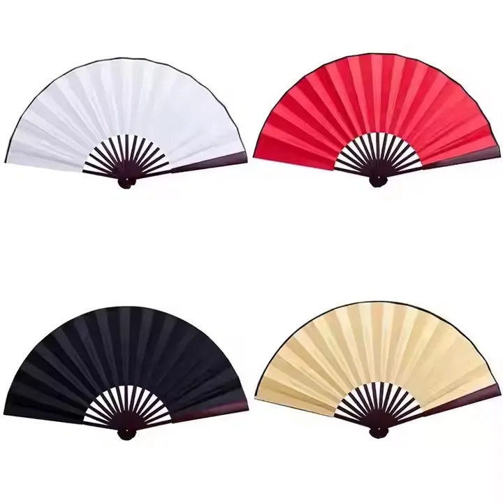Folded Polyester Bamboo Fans 2