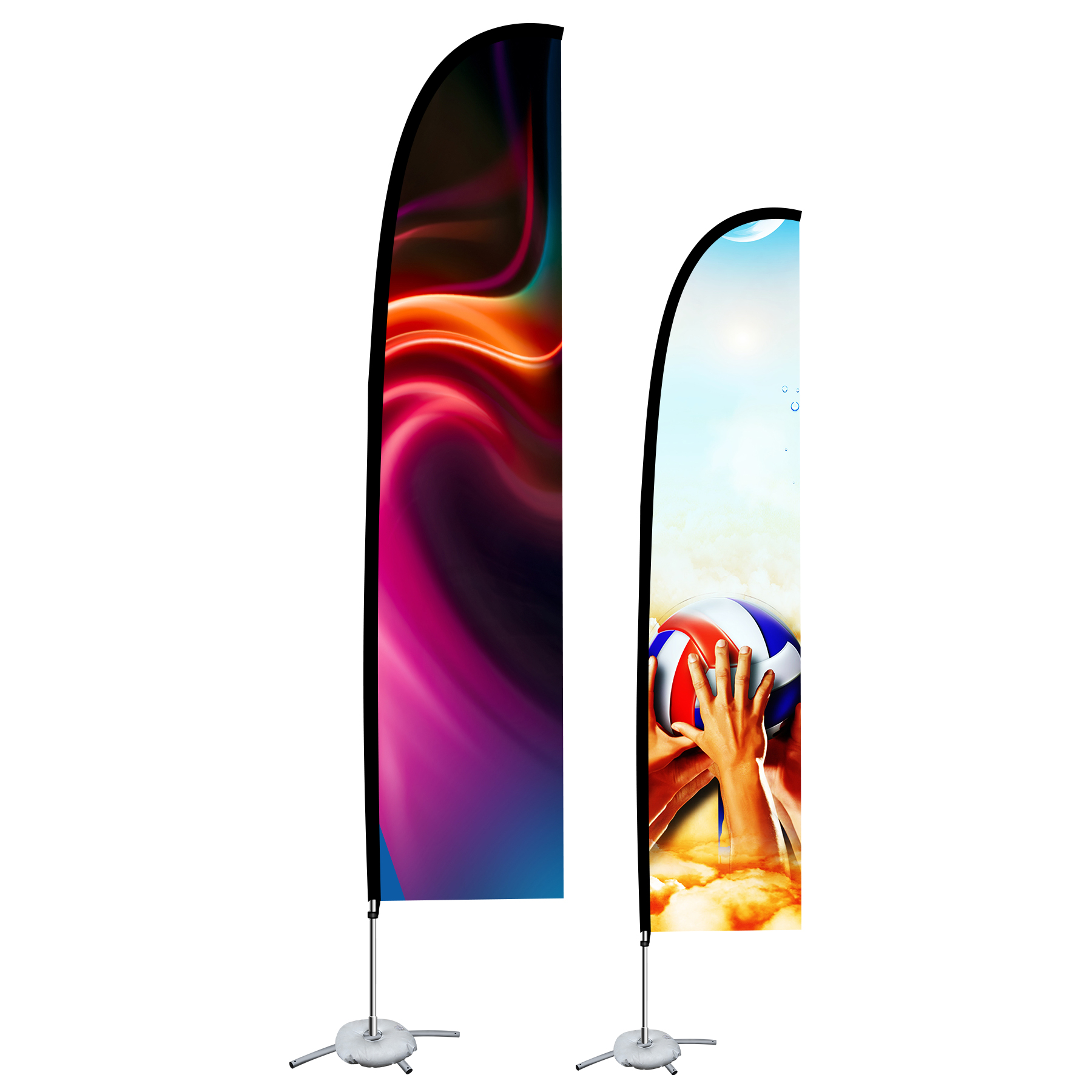 9ft Double Sided Printed Feather Beach Flag Kit W/ Cross Base & Water Bag 7