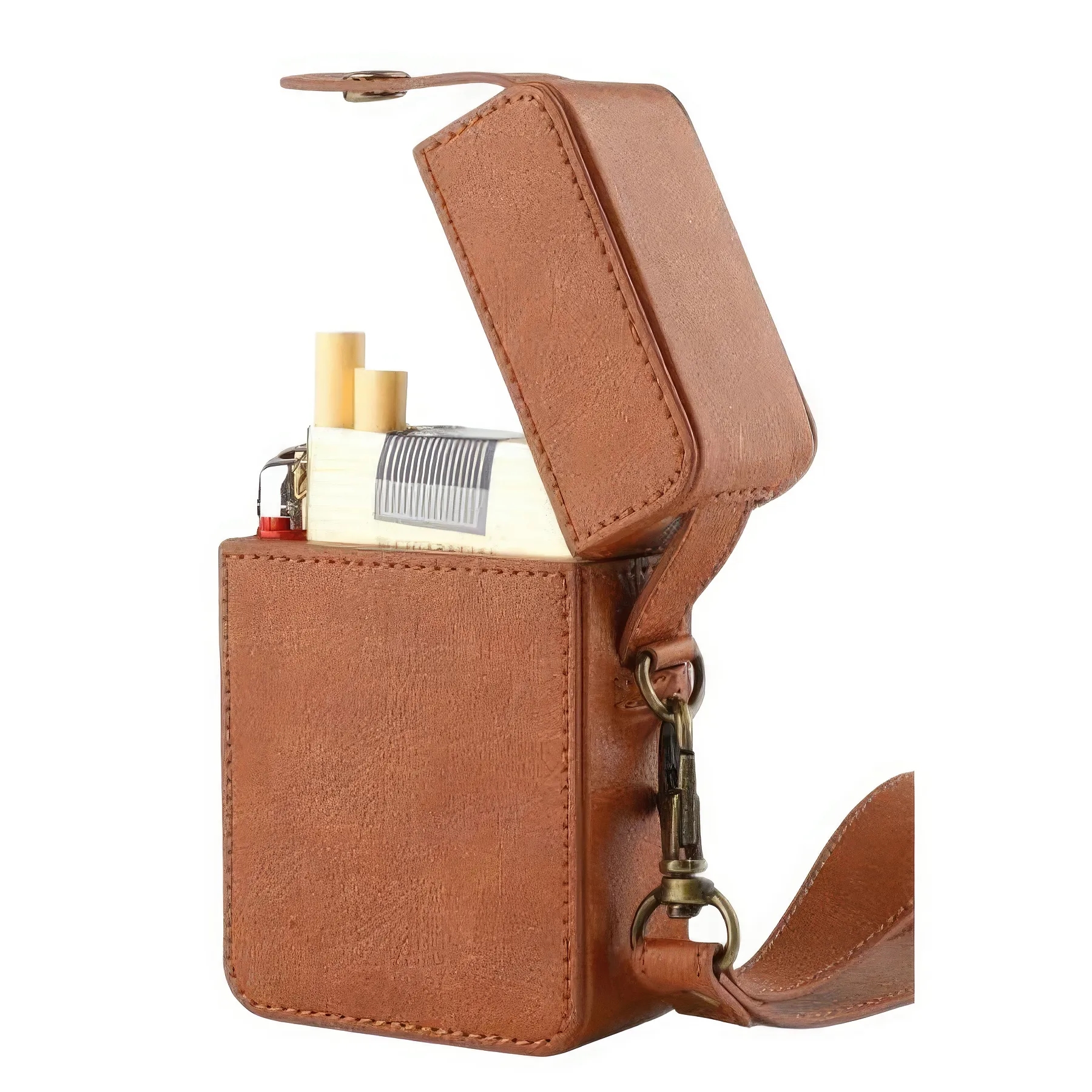 Genuine Leather Cigarette Case & Lighter Storage Box 3