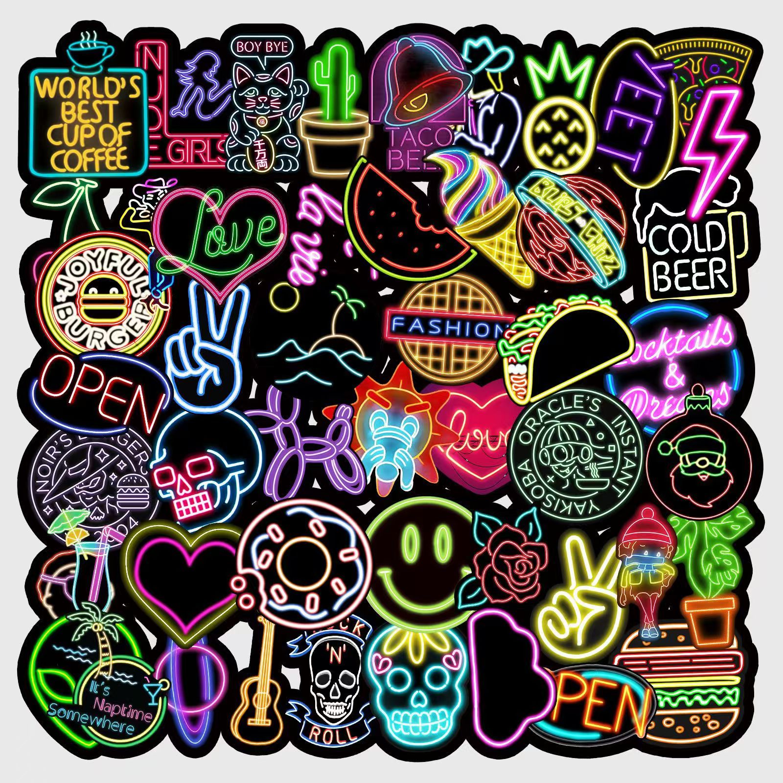 Neon Light Sticker Set 1