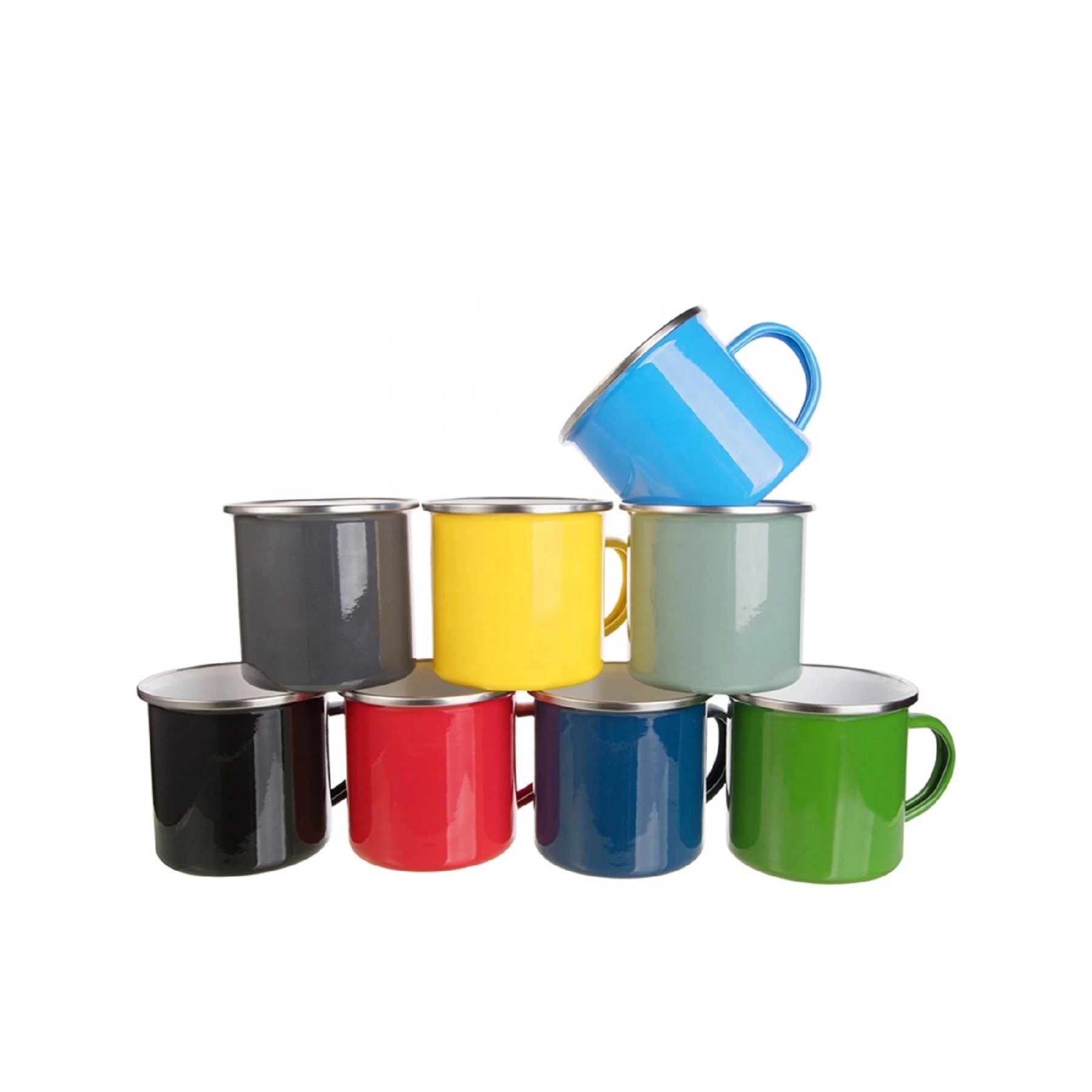 12 OZ Stainless Steel Rim Enamel Mug with Handle 2