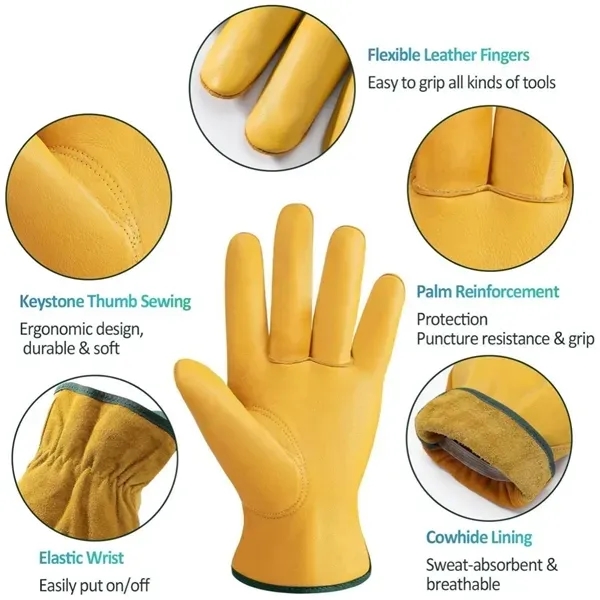 Grain Leather Cowhide Work Gloves 7