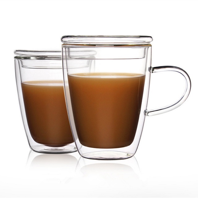 Double Wall Glass Coffee w/ Glass Lid 8 oz 3
