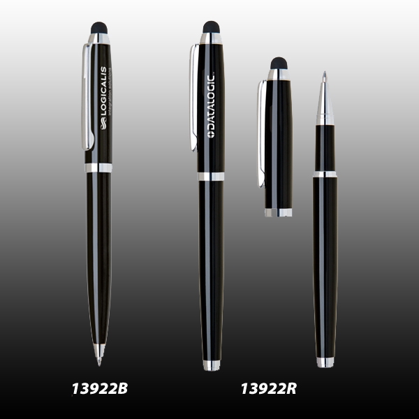 Black Enamel Brass Roller-Ball Pen & Stylus 2