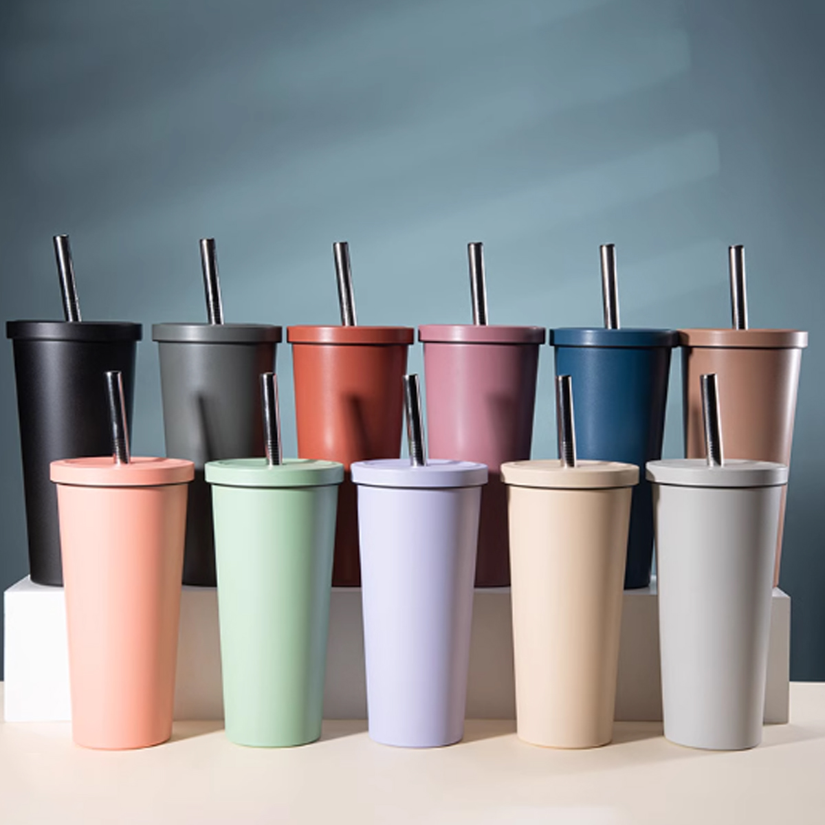 32Oz. Matte Stainless Steel Tumbler with Lid and Straw 5