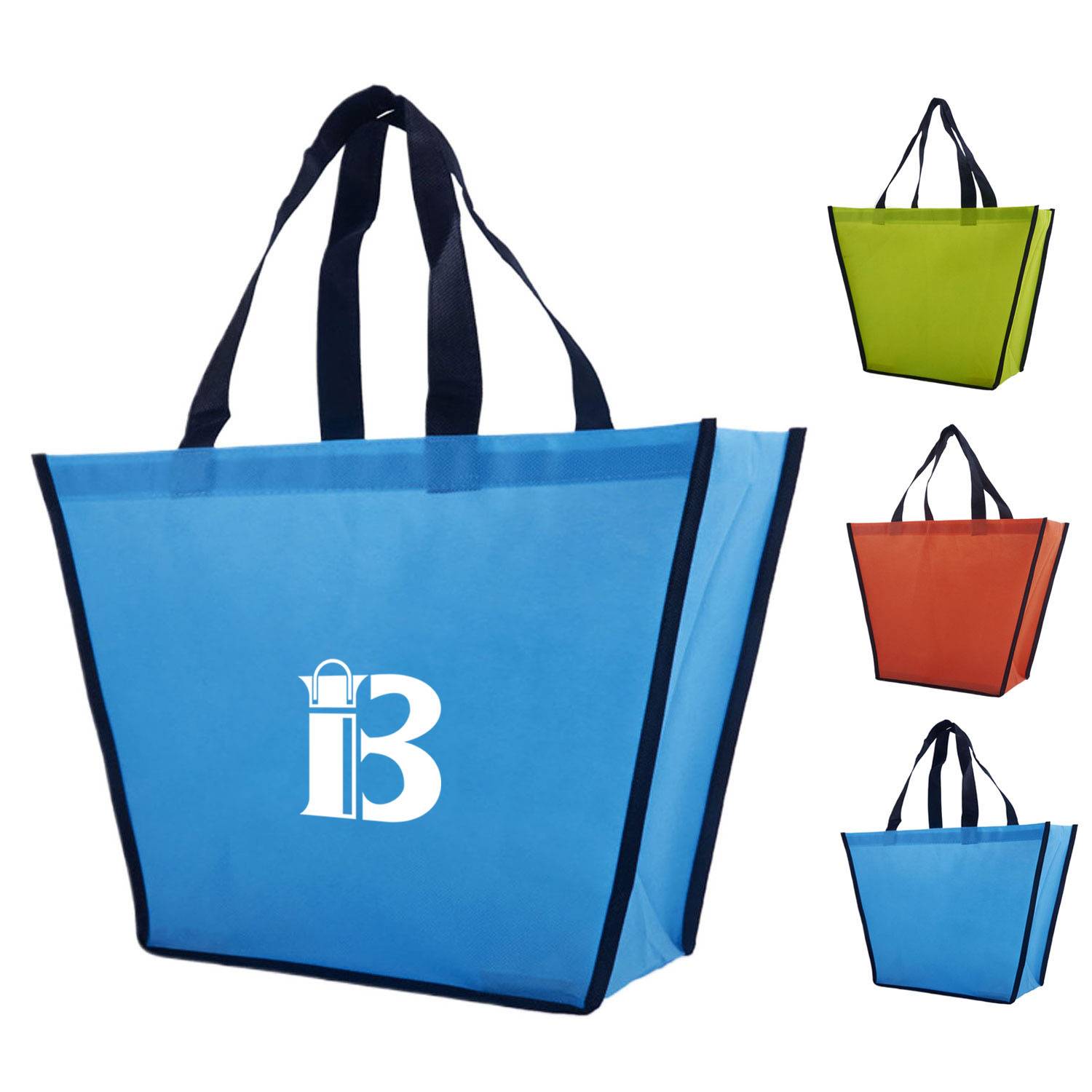 Custom Trapezoid Reusable Non-Woven Tote Bag w/ Handle 1