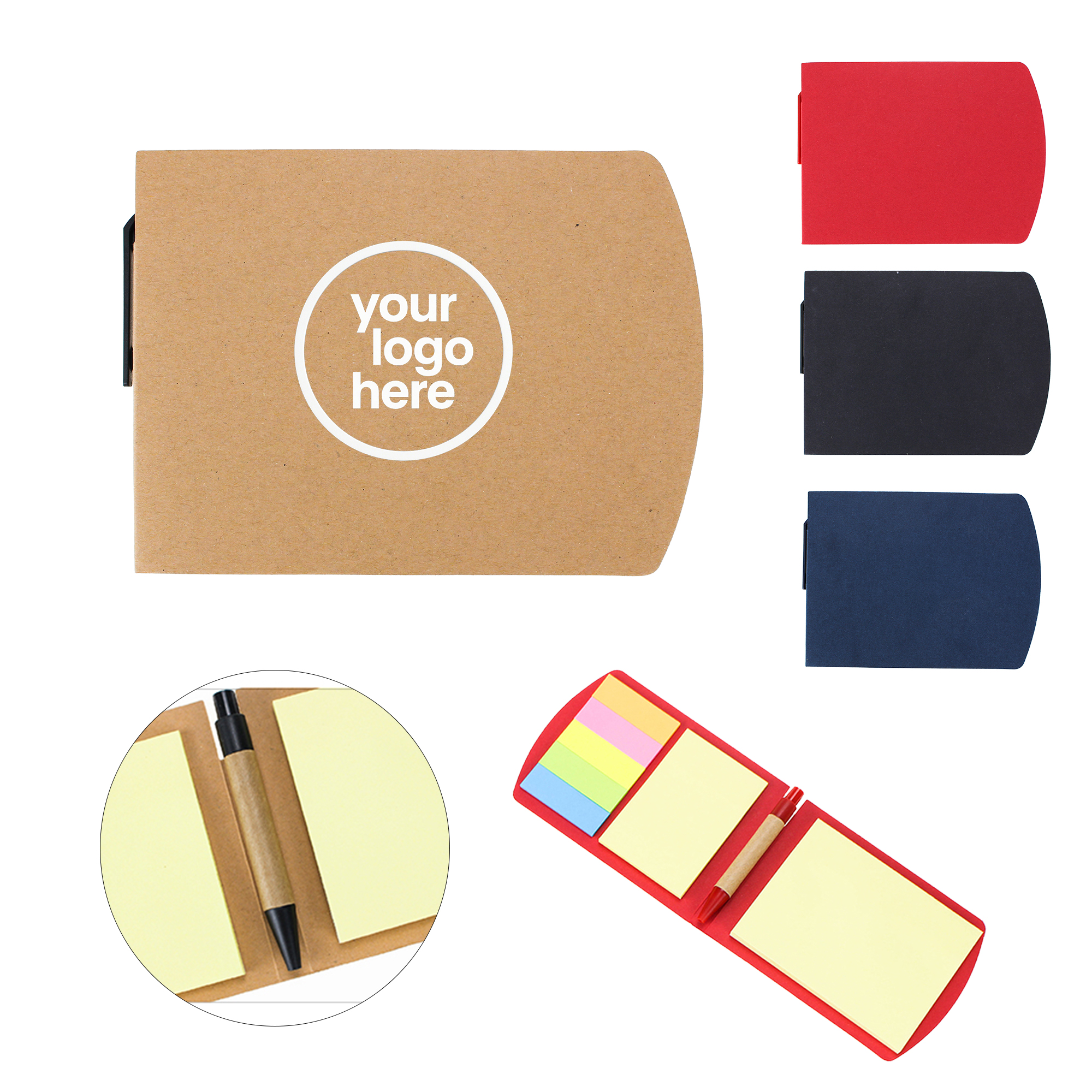 MOQ:50pcs Custom Kraft Memo Pads With Pen 1