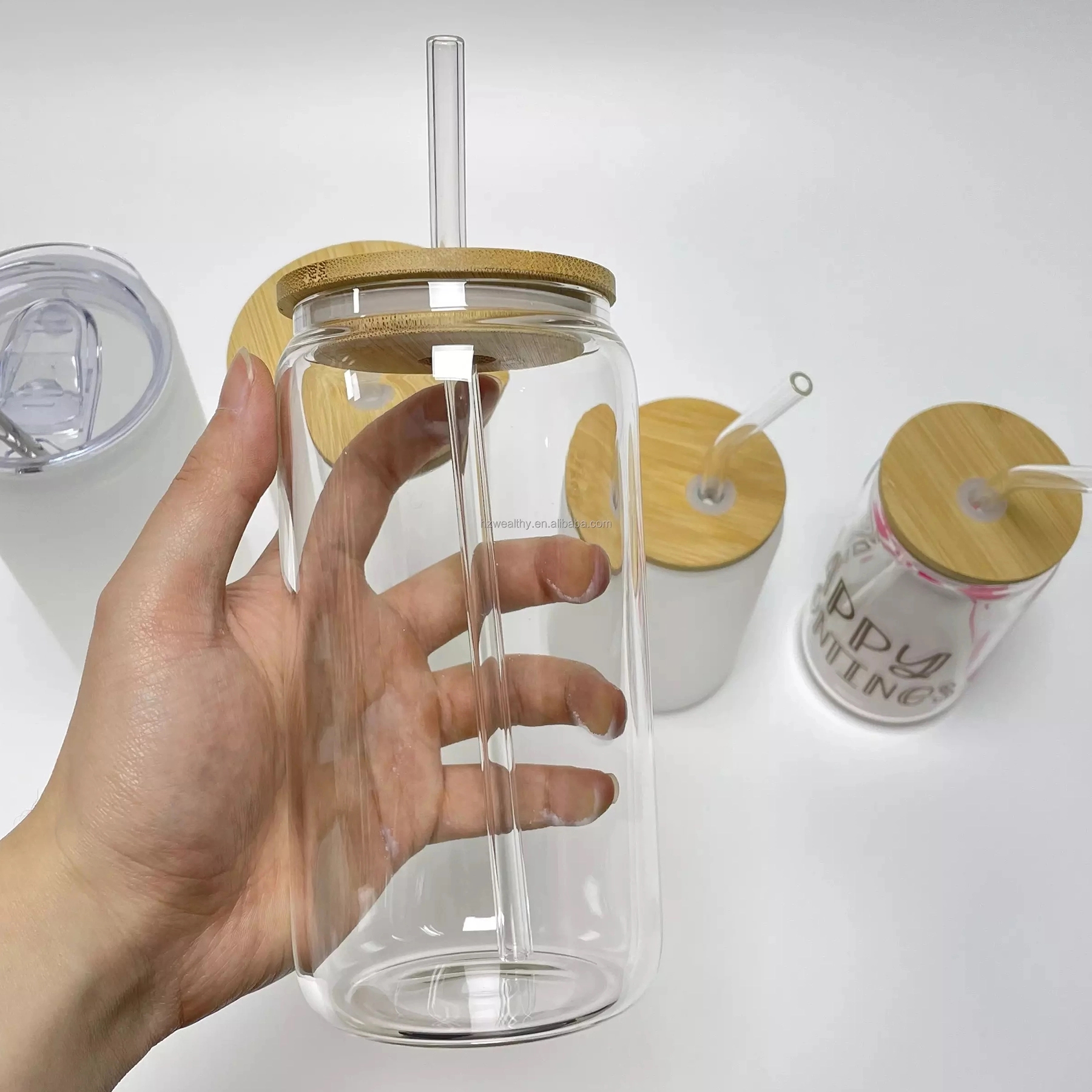 Glass Mason Jar Drink Cup 8
