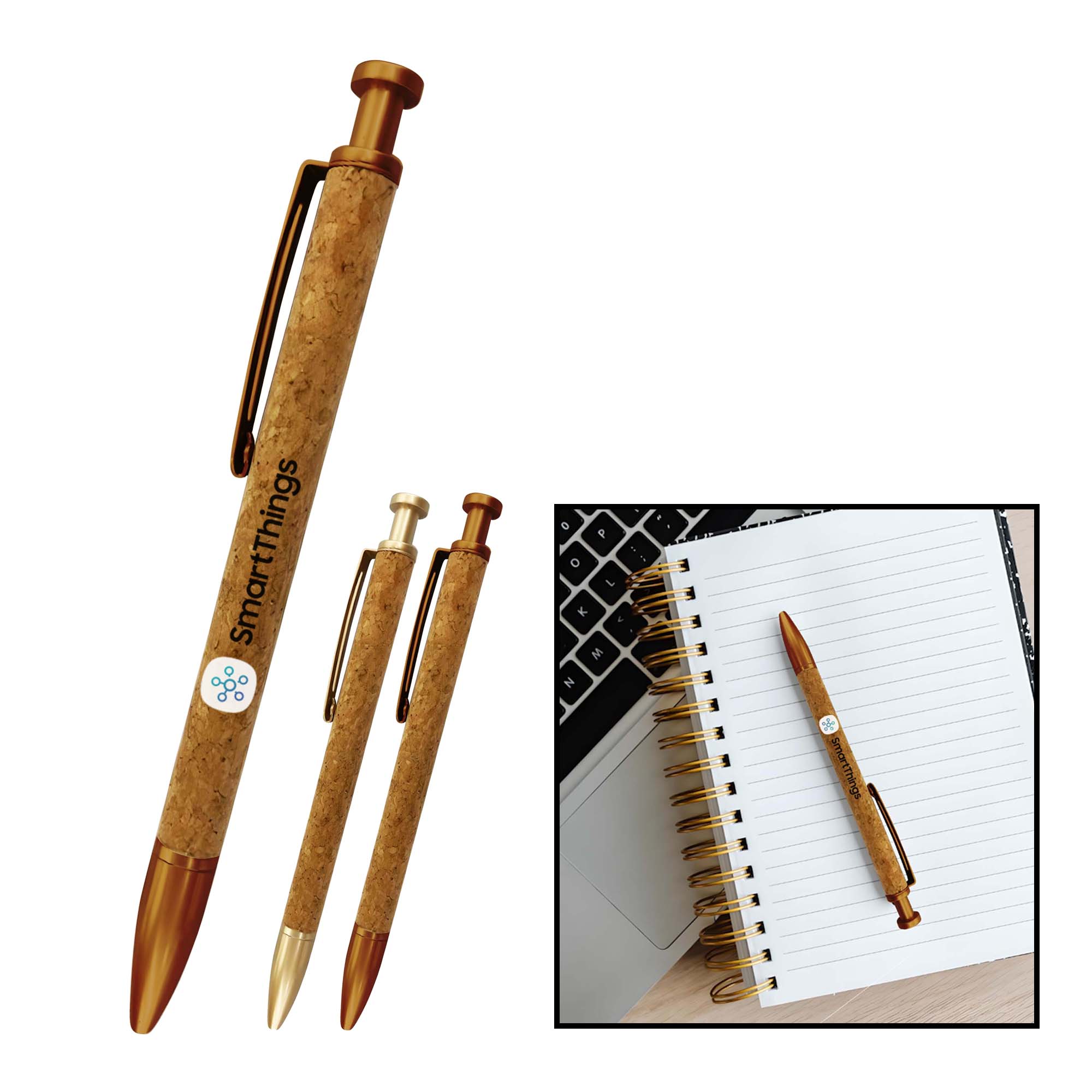 Geneva Geoffrey Golden Leatherette Cork Pen 4
