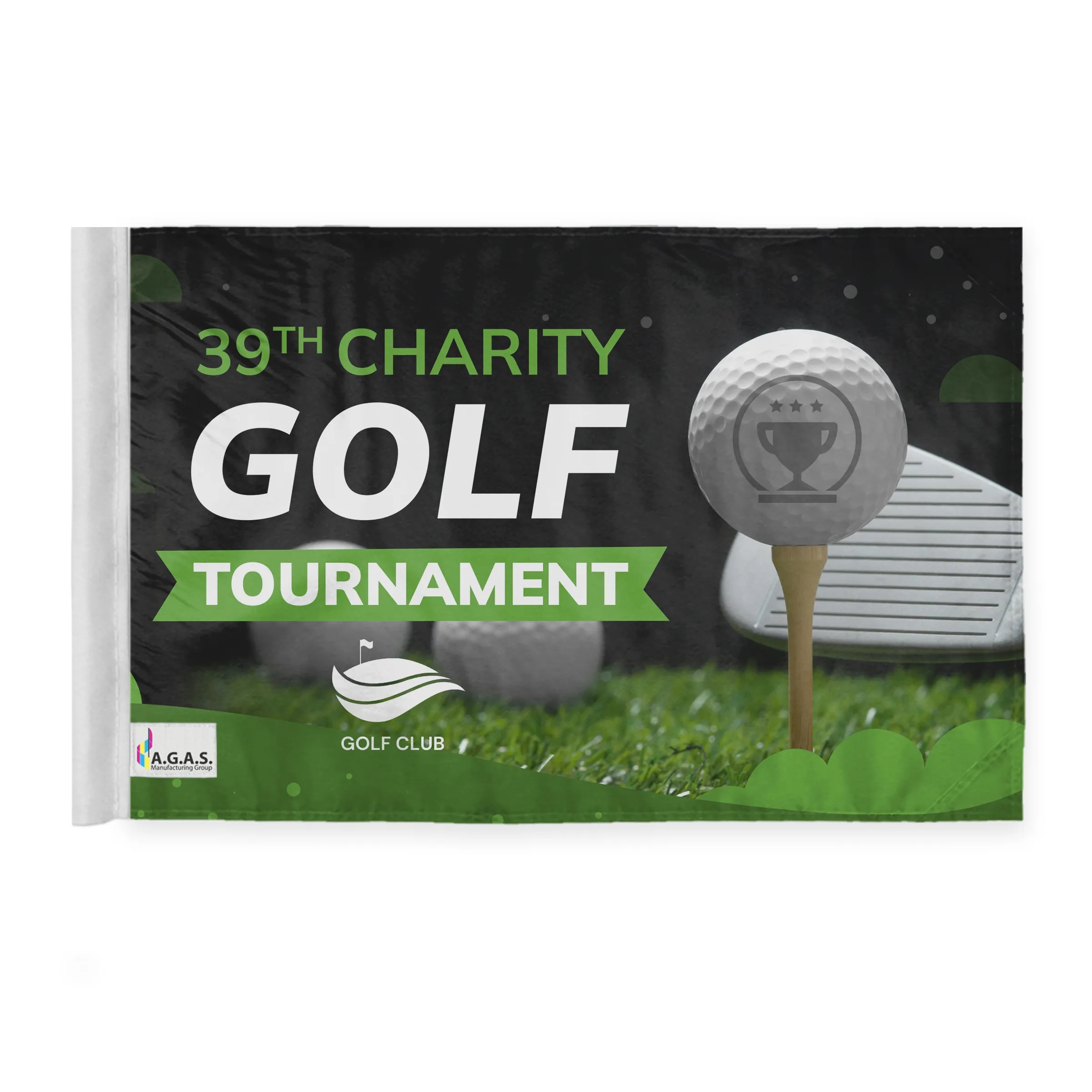 14"x20" Golf Flag with 6' White Fiberglass Pole 7