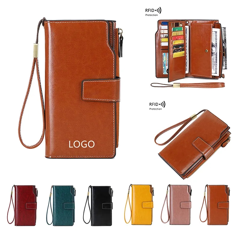 Women's RFID Blocking Leather Clutch Wallet 1