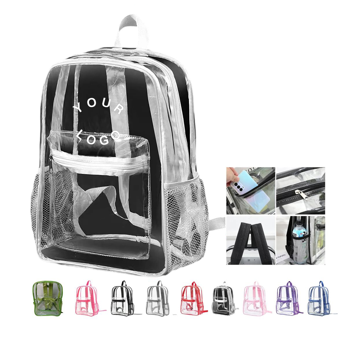 Clear Backpack Waterproof PVC 15 Inch 8