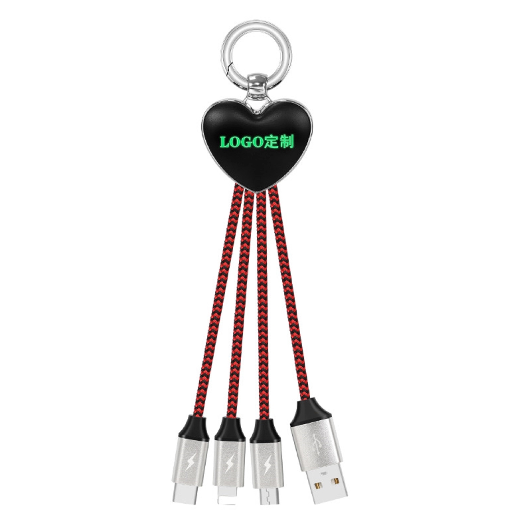 Braided 3 in 1 USB Charging Cable with LED Logo 5