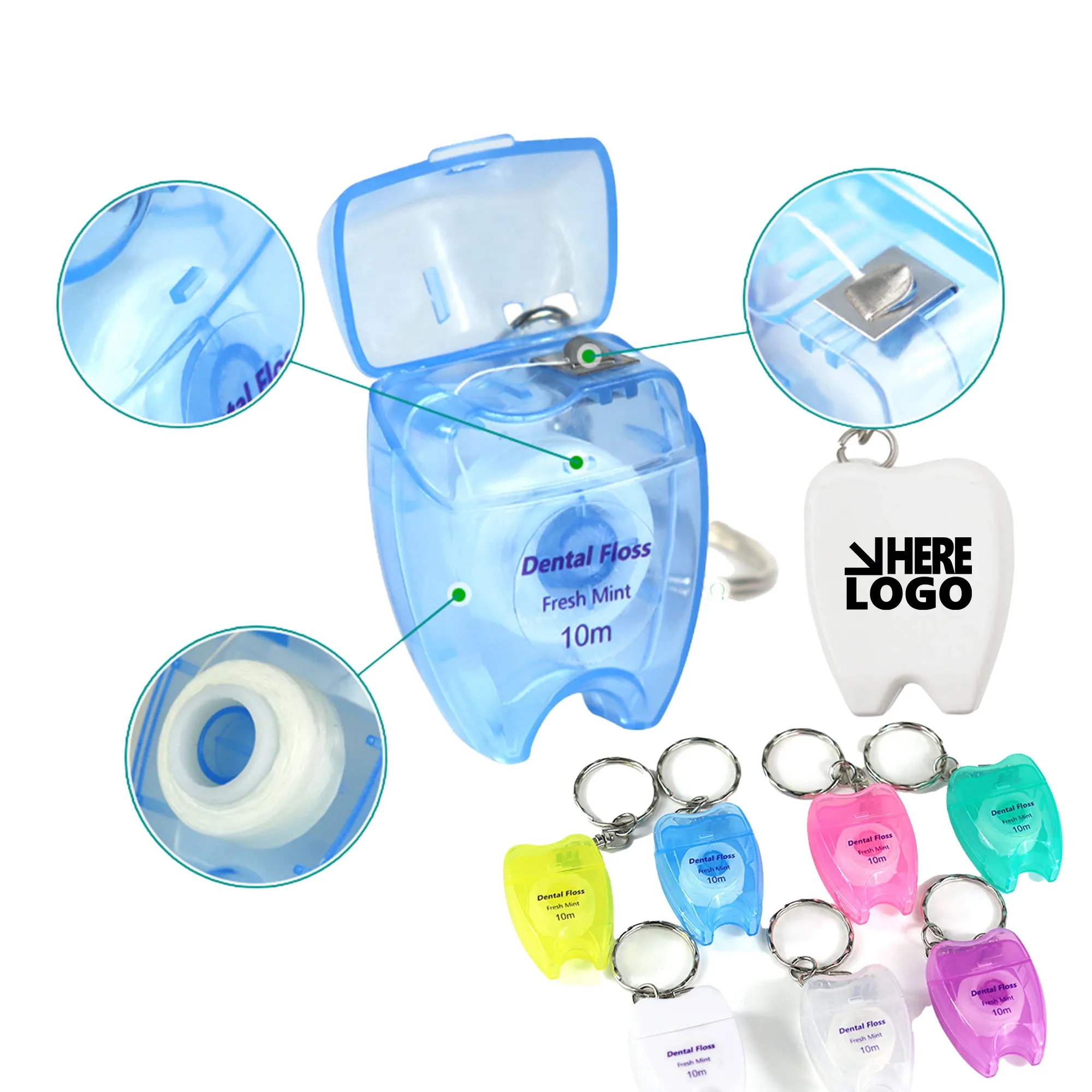 MOQ 20 Dental Floss Keychain Oral Care
