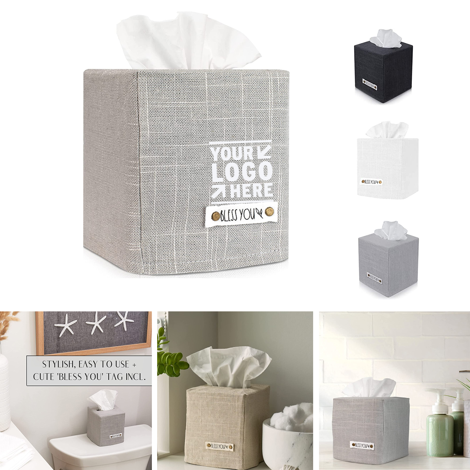 Stylish Linen Tissue Box Cover Holder