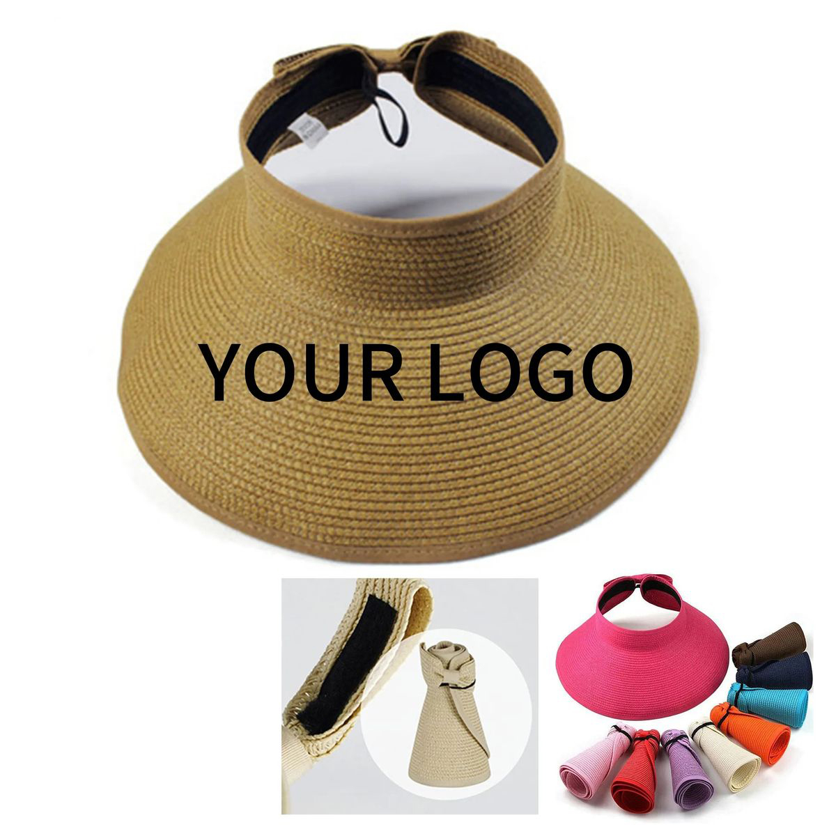 Straw Sun Visor With Wide Brim And Adjustable Closure 2