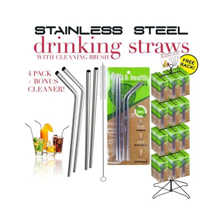 120 Piece Stainless Steel Straw Display 2