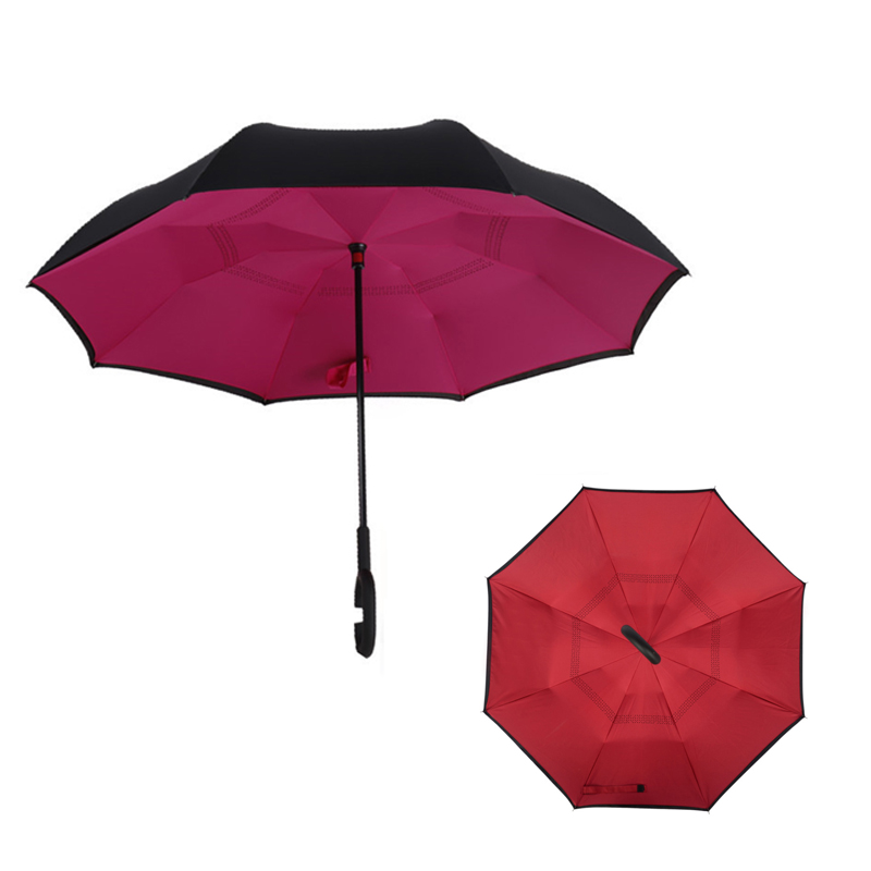 Double Layer Reverse Umbrella with C-Shaped Handle 3