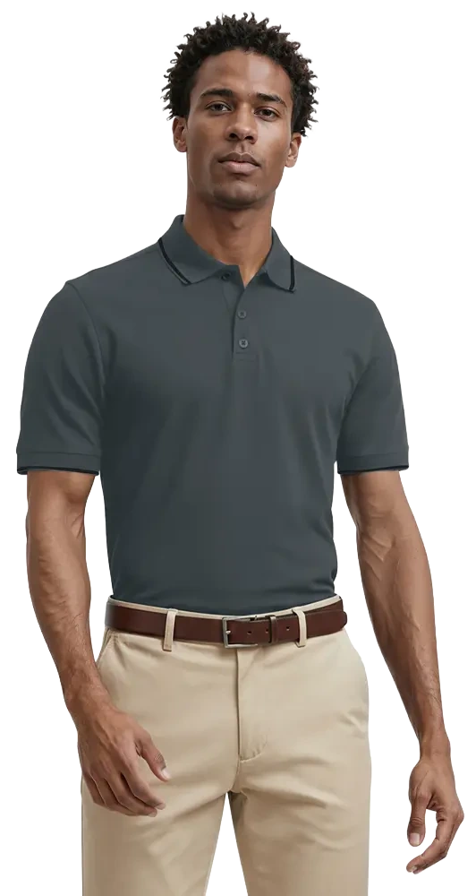 Men's Striped Trim Value Wicking Polo 31